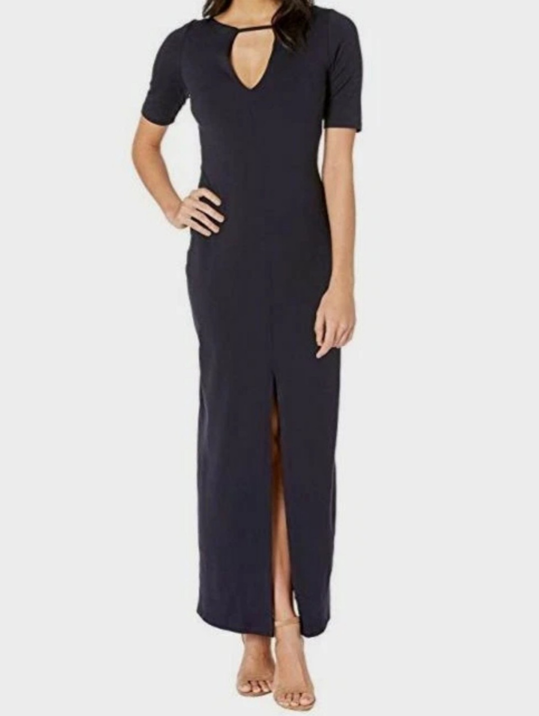 Anthropologie Navy Blue Maxi Shift Dress Stretch Knit Susanna Monaco